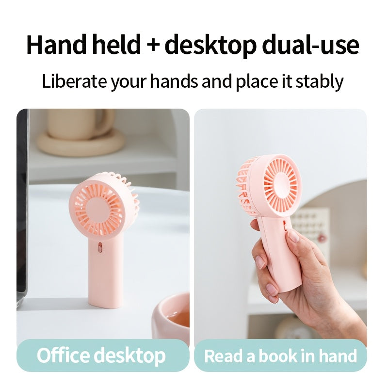 Портативный вентилятор в розовом и белом цвете, работающий на батарейках, идеально подходит для офиса, отдыха на природе, путешествий, кемпинга, чтобы оставаться прохладным