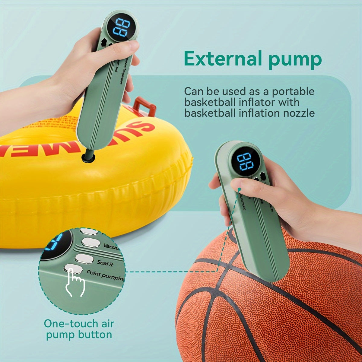 Portable USB Rechargeable Vacuum Sealer Handheld Snack Sealing System Teal 1200mAh