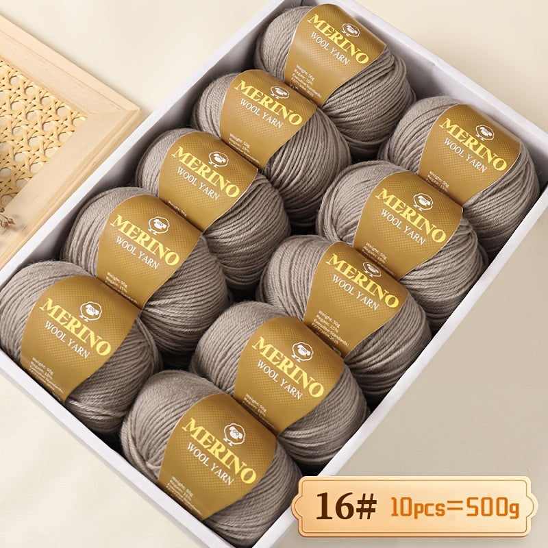 10 JIUWEIDIAOWANG Merino jun to'plari, har biri 500g, 212 O'rtacha og'irlik, Qo'l bilan bo'yalgan DIY material to'qimachilik uchun - Ko'p rangli gradient, Qalin va nozik aralashma, Kamel jun, Kuz Qish.