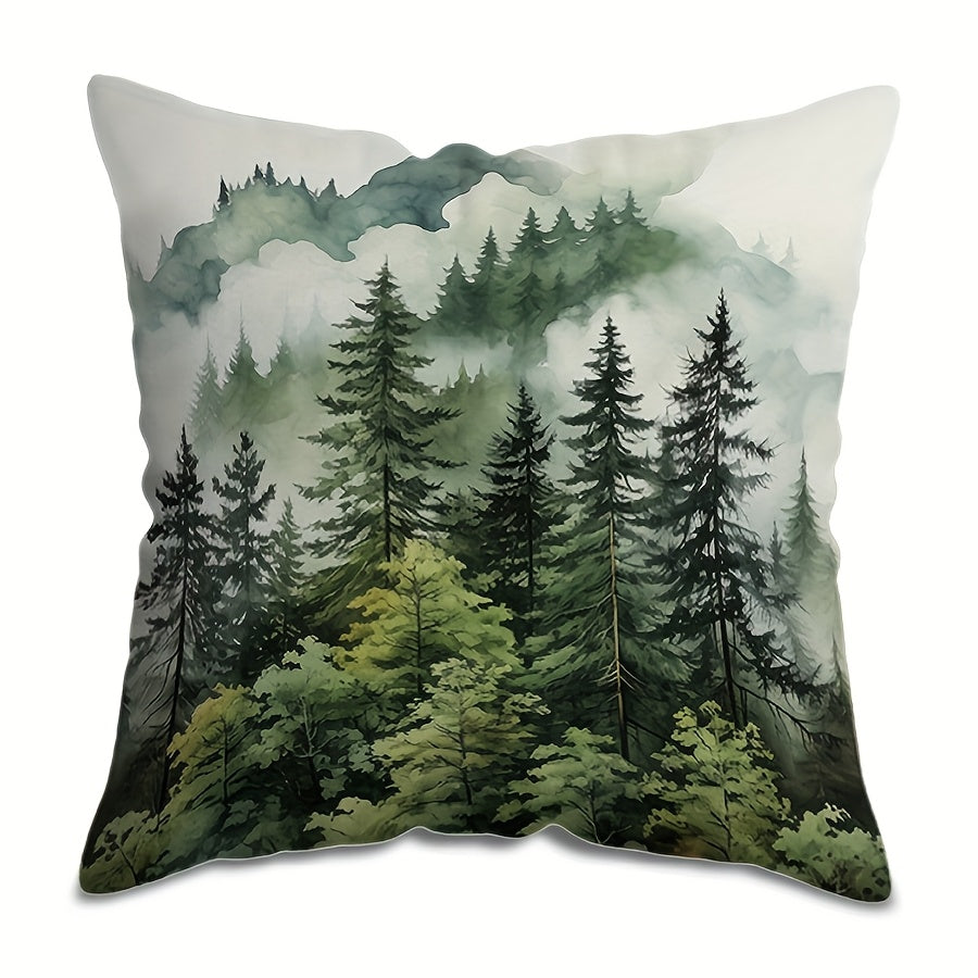 Square Pillow Cover Soothing Serenity Forest Green 44.96cm Washable Sofa Bedroom Decor