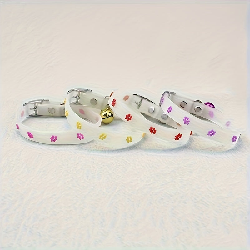 Luminous Pet Collar with Bell for Small Dogs and Cats Silicone Cartoon Adjustable Safe Night Visibility