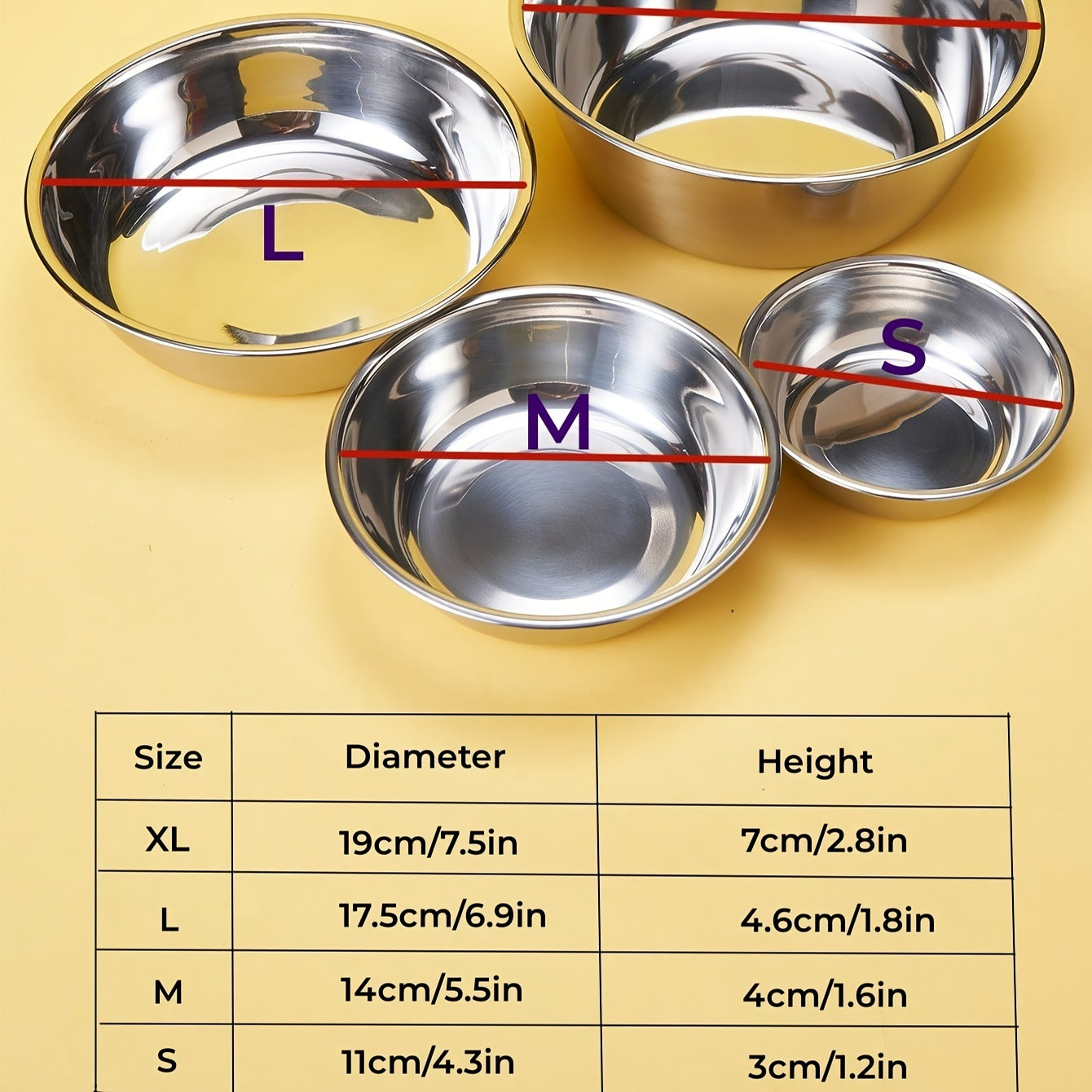 Stainless Steel Pet Bowl for Dogs and Cats Round Slanted Design
