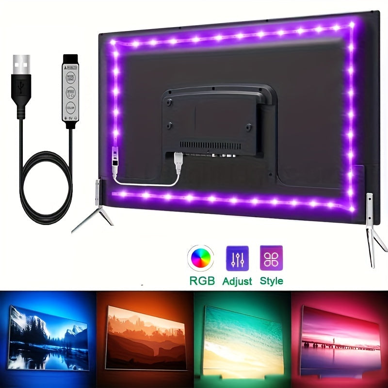 4.98m LED Backlight Strip for 55.88-165.1cm Smart TVs Dimmable RGB Color Change Dynamic Mode