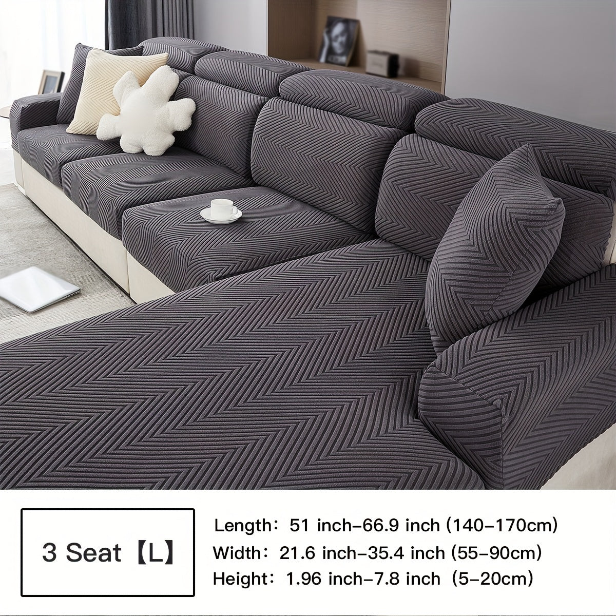 Waterproof Sofa Cover Elastic Stretch Jacquard Argyle Pattern for Home or Office