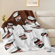 Nutella Pattern Fleece Throw Blanket Digital Print Soft Cozy Sofa Bed Travel