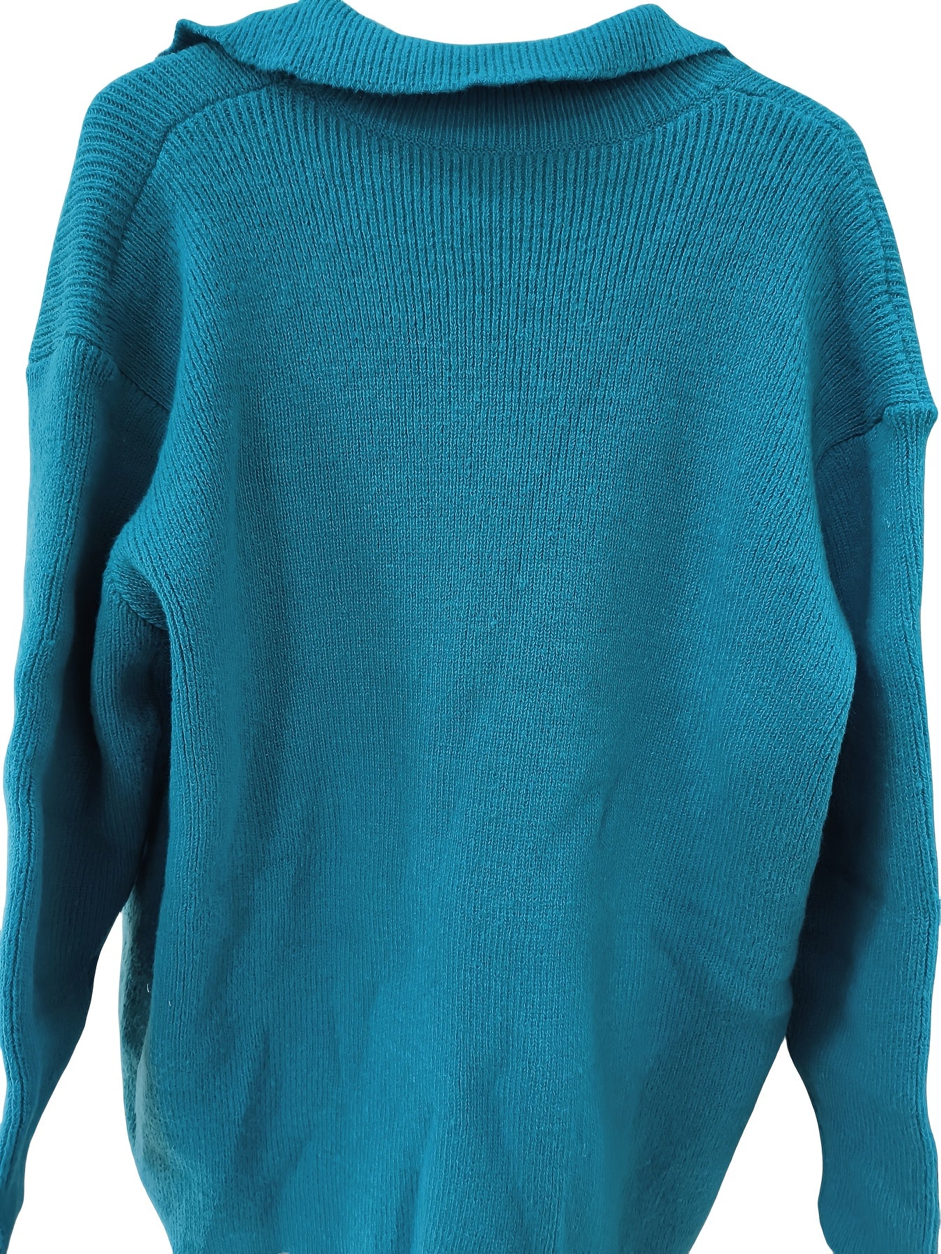 Plus Size Women's Teal Long Sleeve Cardigan with Pockets Winter Casual Outerwear