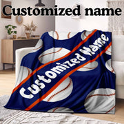 Personalized Fleece Baseball Blanket with Custom Name Reversible Sports Throw Lightweight All-Season Sofa Camping Travel