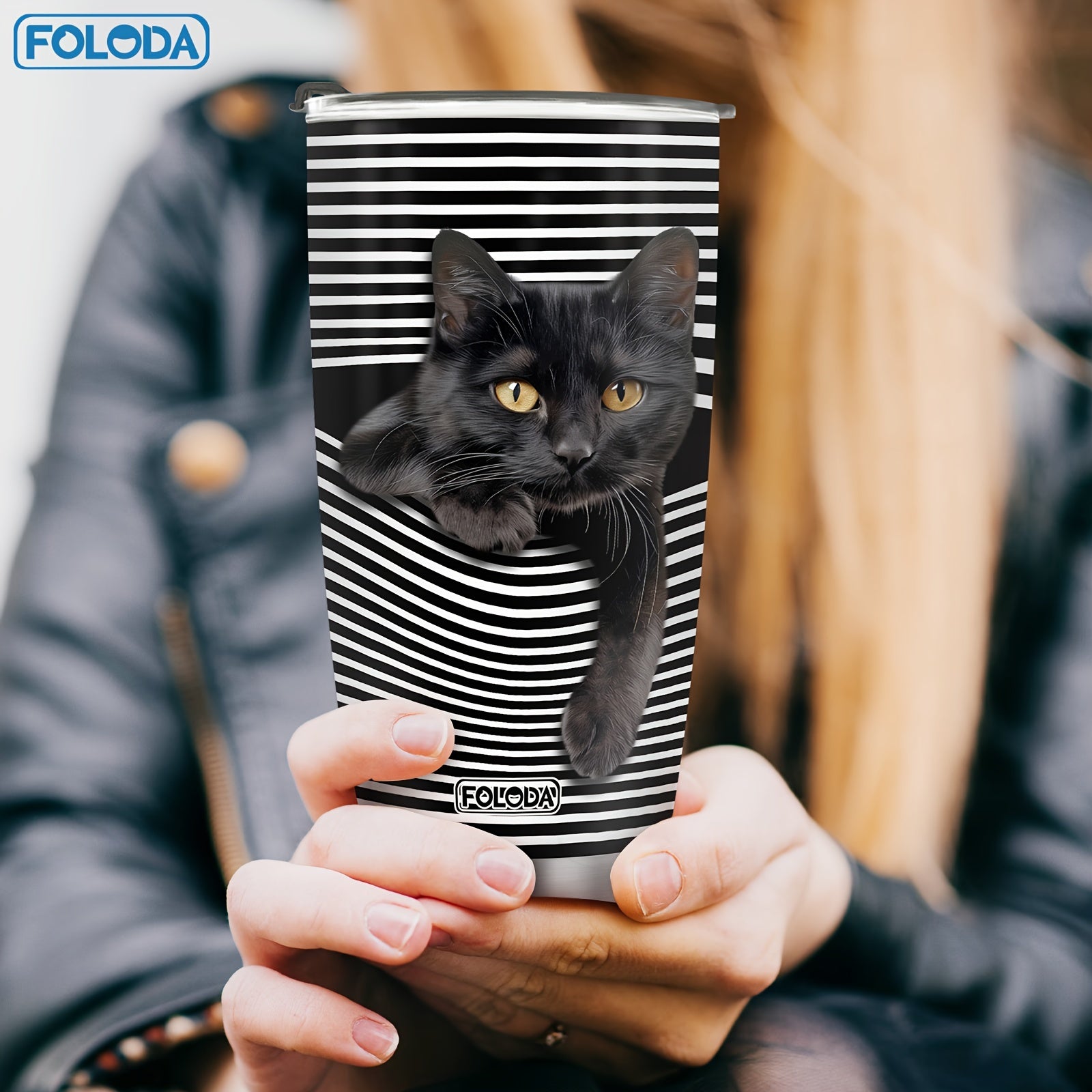 20 унций нержавеющая стальная кружка с крышкой, изолированная и непроницаемая, с дизайнами кота, панды и ленивца. Идеальный подарок на Рождество, дни рождения и День матери.