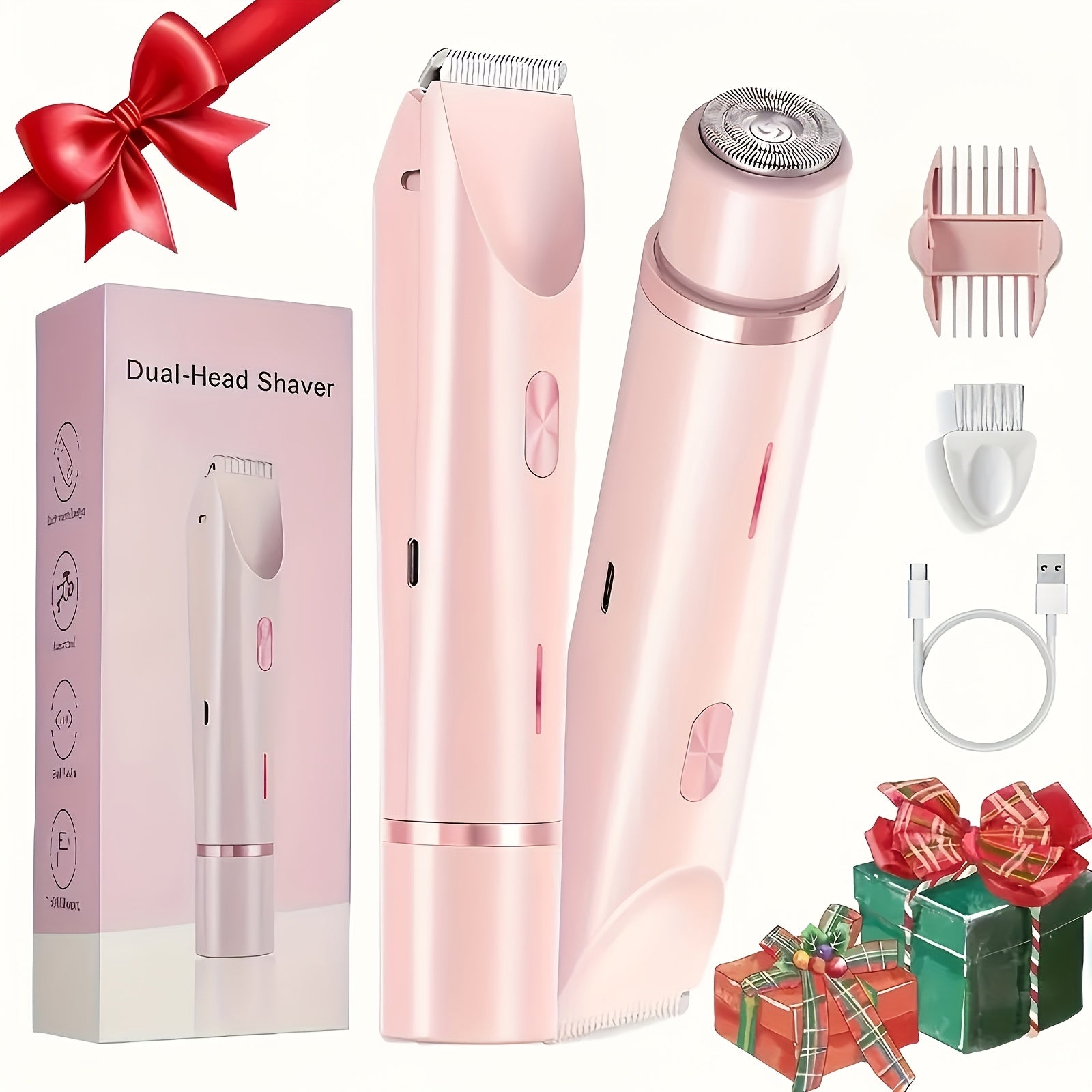Electric Razor 1pc with Detachable Dual Head for Bikini, Underarms, Face and Body Hair Removal