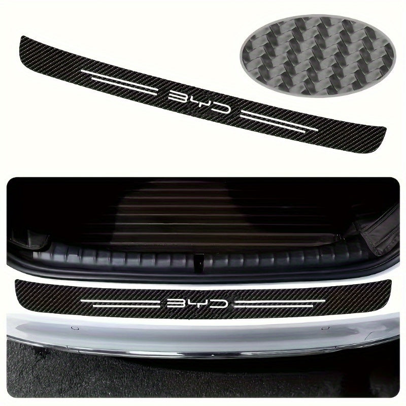 Car Carbon Fiber Door Threshold Stickers Pack of 5 Black and White Protective Trim