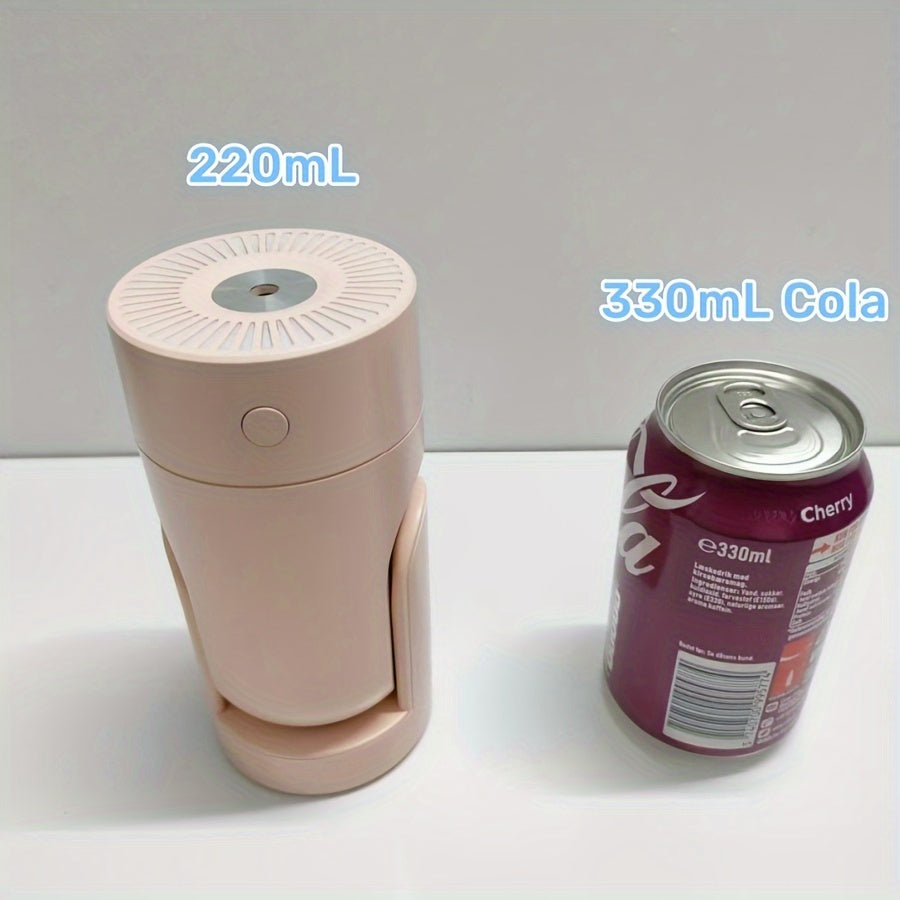 USB quvvatlangan 1 dona Ultrasonik Mini Namlagich, Portativ Aroma Diffuzori bilan. Jim ishlash, 220mL sig'im, plastik material. Turli xonalar uchun mos, ≤36V.