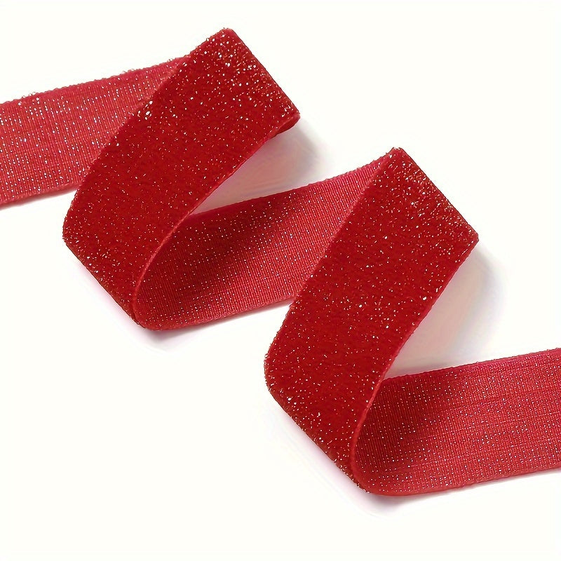 Red Velvet Ribbon 4.57m Glitter Accents for Gift Wrapping Wreaths and Decorations