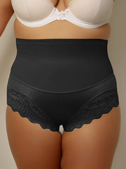 Women's Plus Size High Waist Sports Briefs Soft Lace Trim Pack of 5