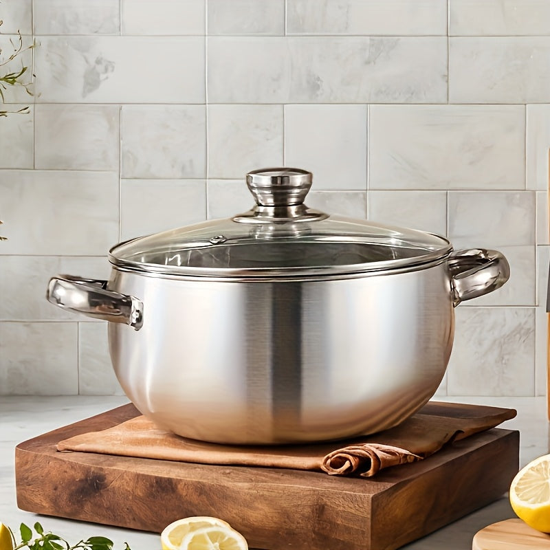 Juego de 8 piezas de ollas de acero inoxidable para sopa con tapas y cucharas para gas y inducción