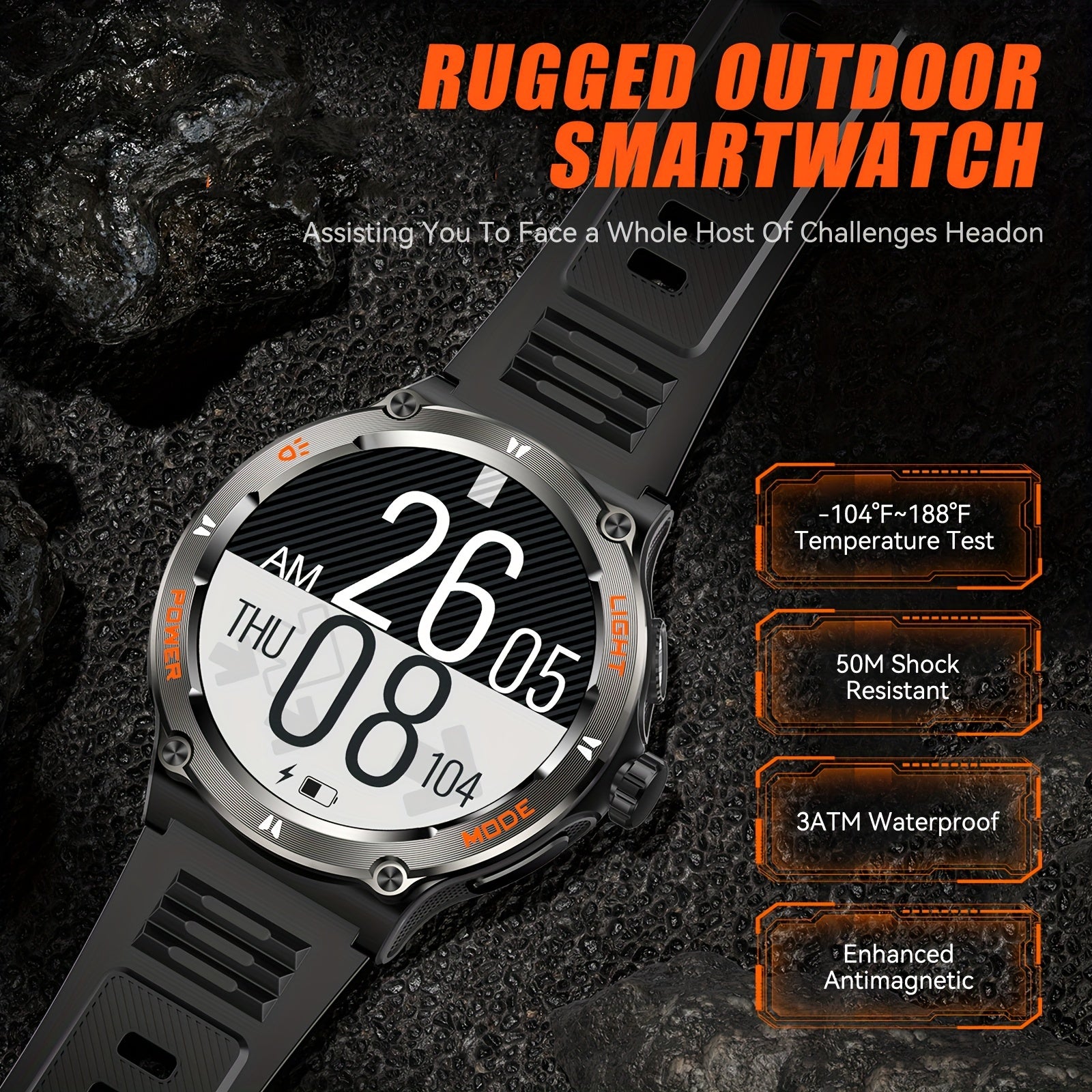 Smart Watch with 3.89cm Touch Screen 360p Waterproof 100+ Sports Modes Calorie and Weather Tracking Compatible with iPhone and Android