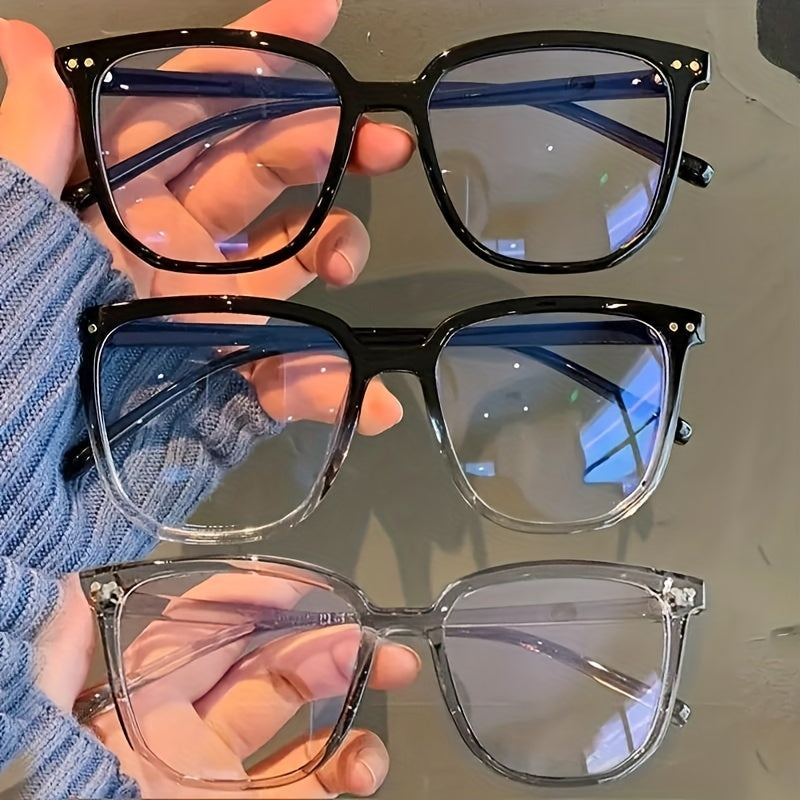 Uniseks kvadrat ramka shaffof linzali retro moda minimalistik ko‘zoynaklar to‘plami, ikkita yoki uchta