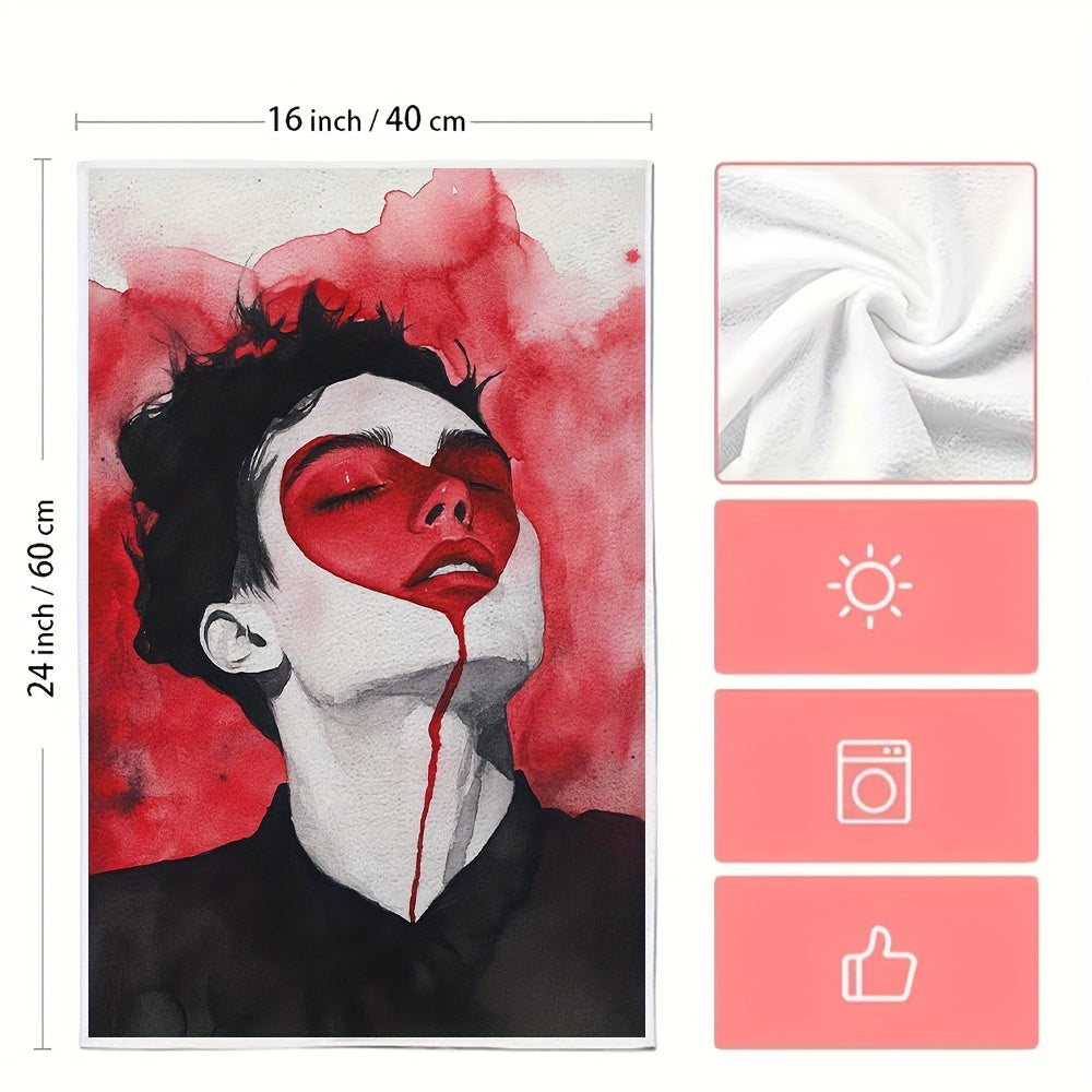 Juego de 2 toallas de cocina para el Día de San Valentín con diseño en acuarela 40x60cm absorbentes