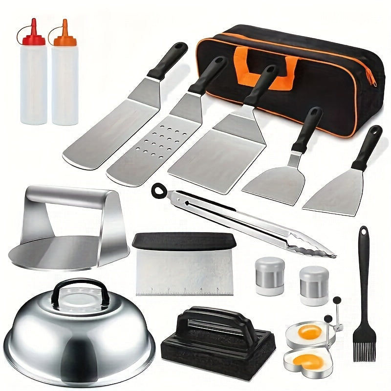 18-Piece Stainless Steel BBQ Tools Set for Blackstone Griddle and Outdoor Cooking