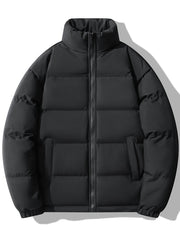 Мужская куртка большого размера в стиле casual с воротником-стойкой, заплатками и застежкой-молнией для осени и зимы