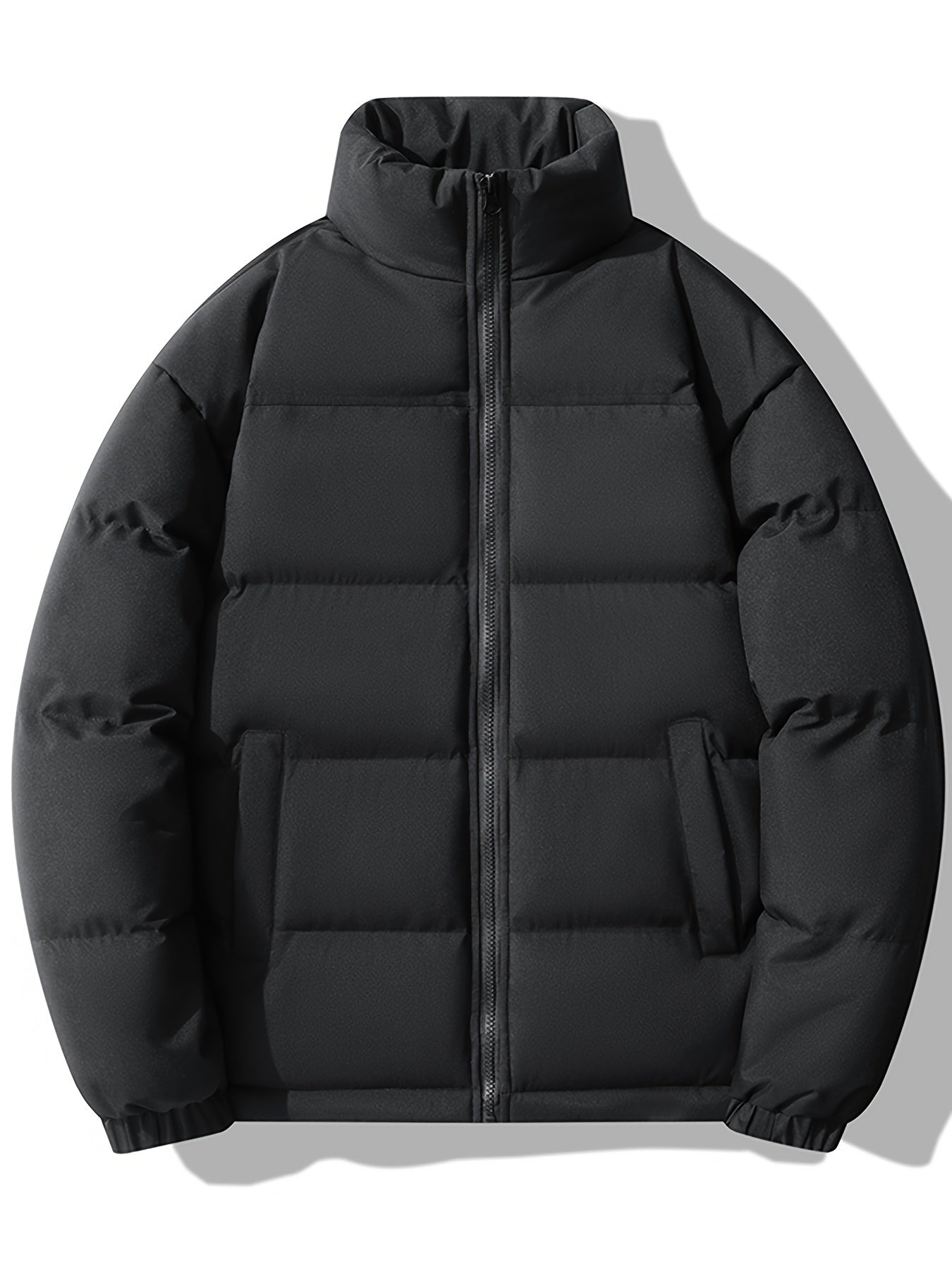 Мужская куртка большого размера в стиле casual с воротником-стойкой, заплатками и застежкой-молнией для осени и зимы