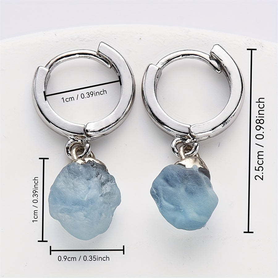 Copper Drop Earrings with Natural Crystal Stones for Women and Girls