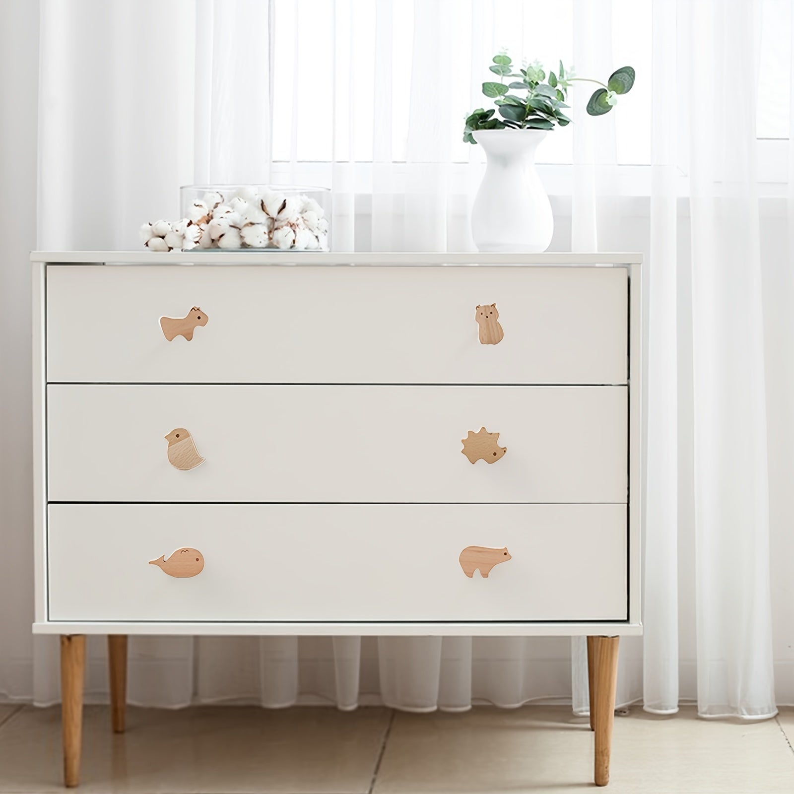 Tiradores de madera con forma de animales para muebles, armarios y puertas de armario