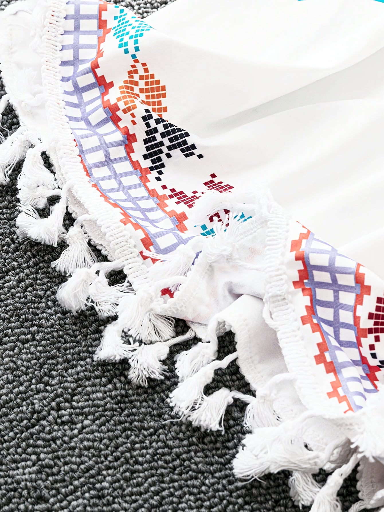 Plus Size Bohemian V-Neck Sleeveless Dress with Random Print Polyester Knit