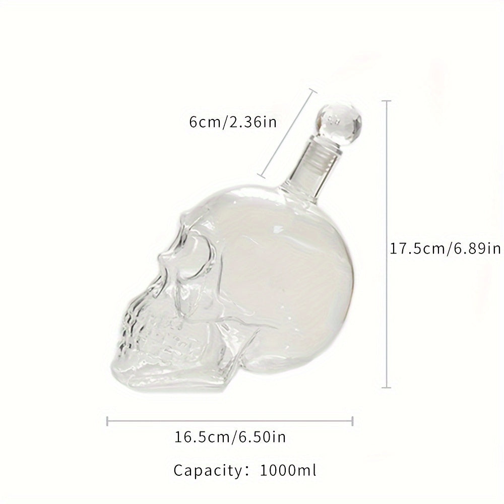 Skull-Shaped Glass Decanter 1000ml Liquor Wine Air-Tight Stopper