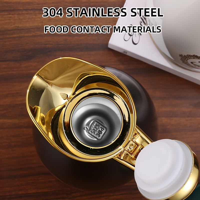 Insulated Stainless Steel Kettle 2L Tea Coffee Gold Handle and Base
