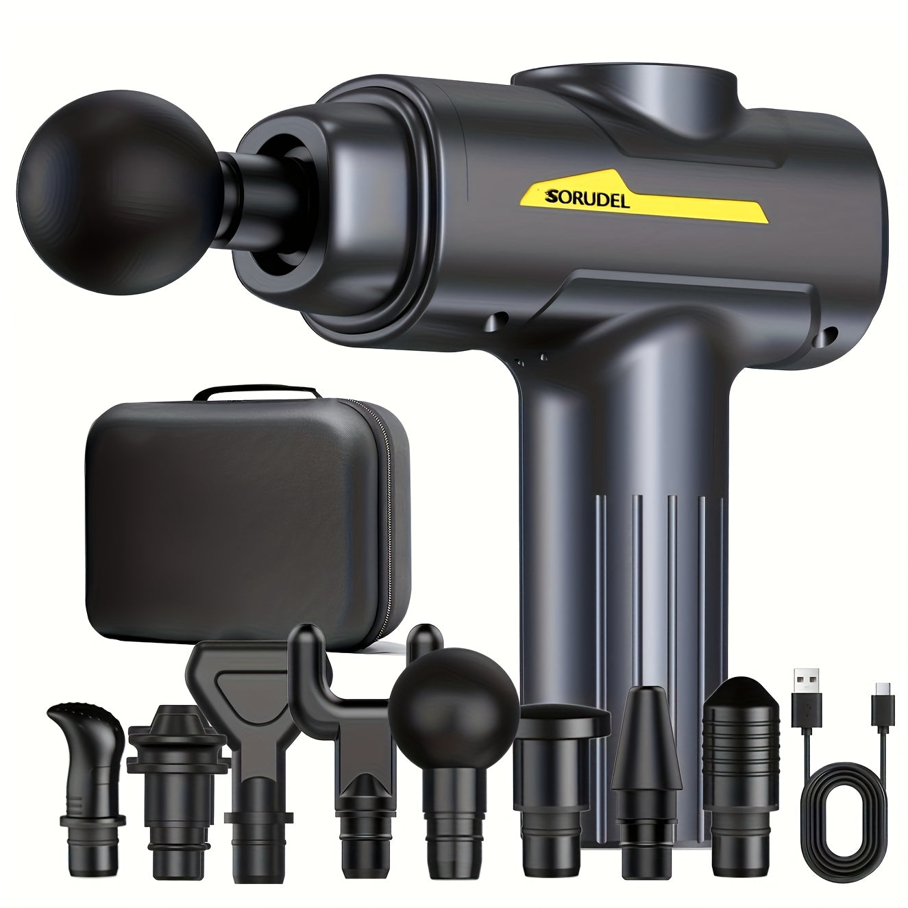 Deep Tissue Massage Gun with 8 Heads 6 Speeds Rechargeable Handheld Electric Muscle Massager