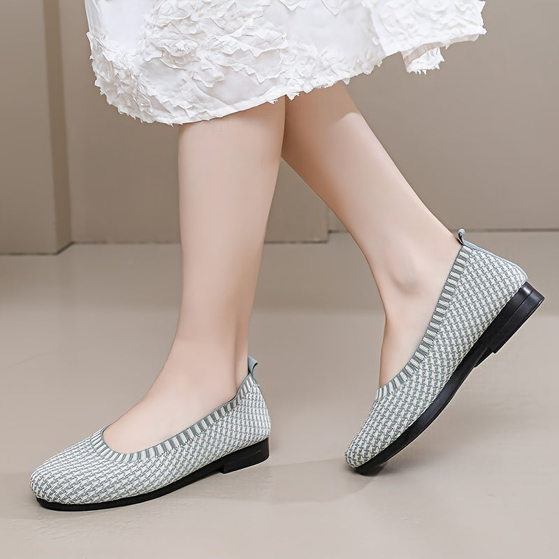 Women's Knit Slip-On Casual Flats Soft Sole Breathable Fabric All Seasons