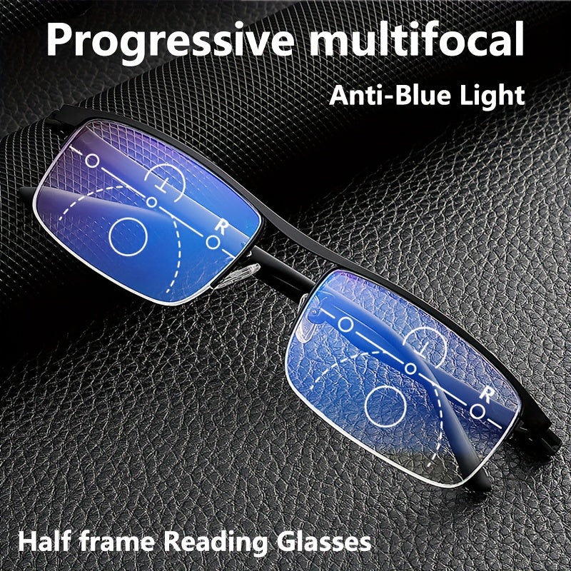 Unisex Dual-Purpose Reading Glasses with Blue Light Protection and Half-Frame