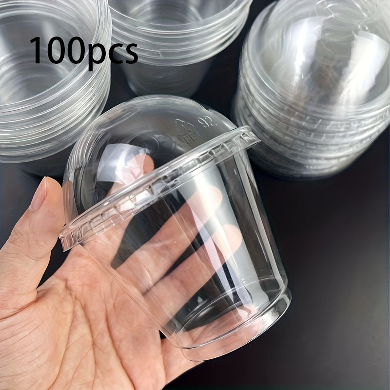 Disposable Plastic Cups with Dome Lids Pack of 50 or 100 for Ice Cream Desserts