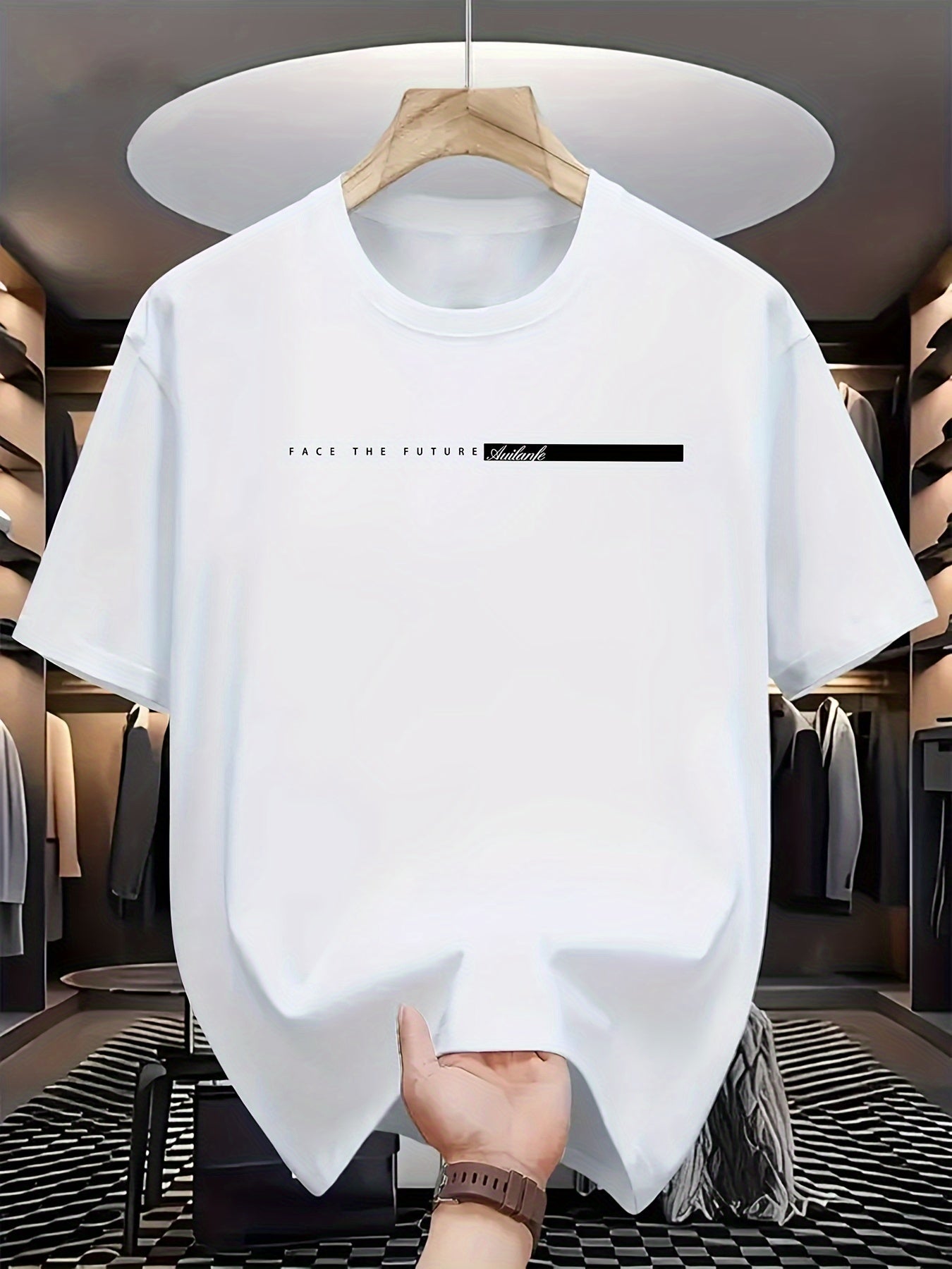 Unisex Summer Polyester Crew Neck T-Shirt with "Face The Future" Print