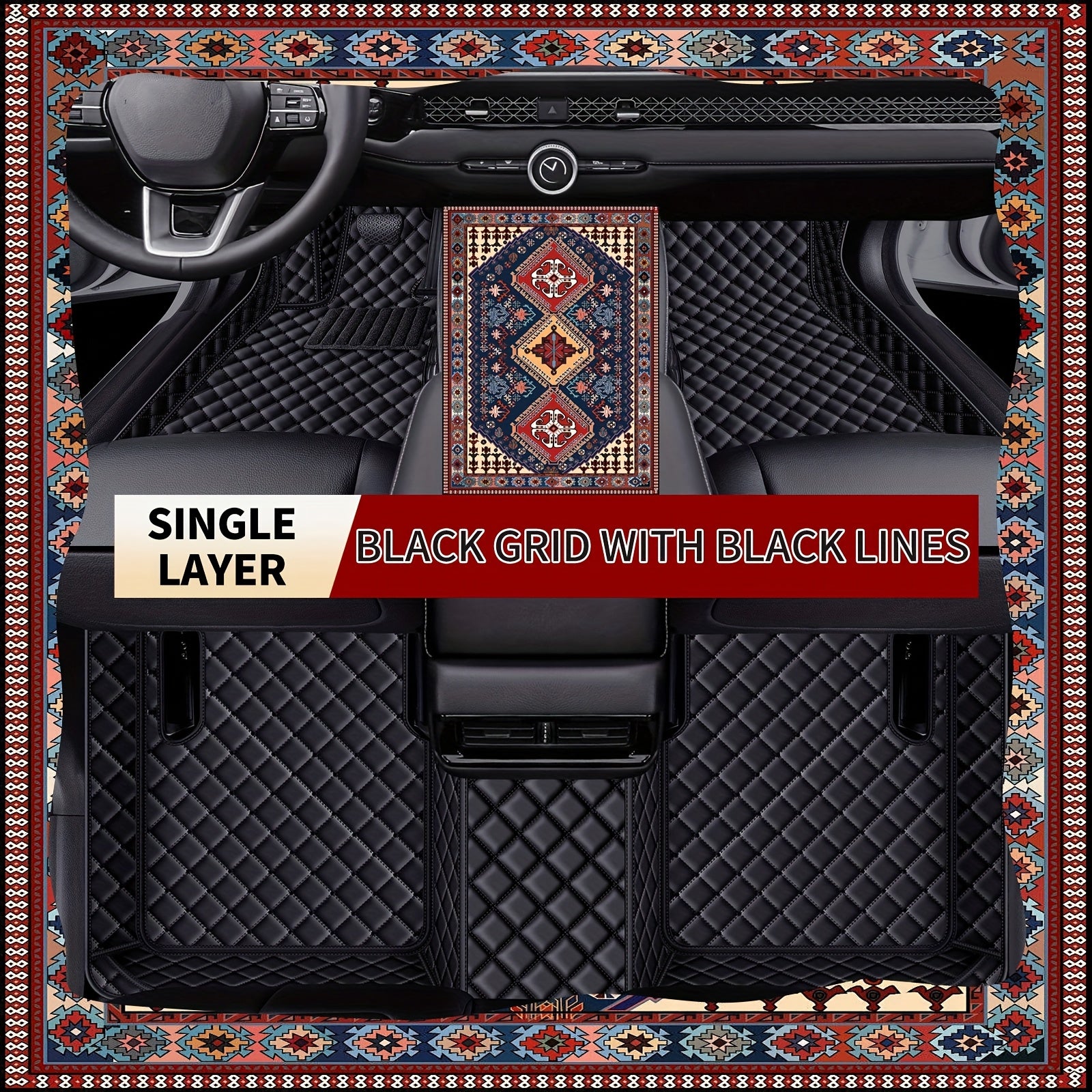 Luxury Faux Leather Car Mat Set for Left-Hand Drive Vehicles Universal Durable Easy to Clean