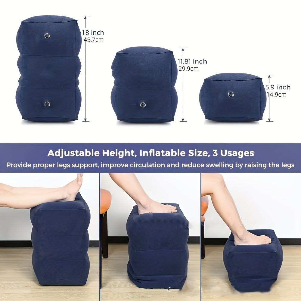 Inflatable Ottoman with Flocking PVC Material Portable Seating for Travel and Office