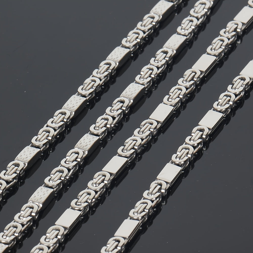 Men's Stainless Steel Chain Necklace and Bracelet Set 6mm Flat Section 8 Inches