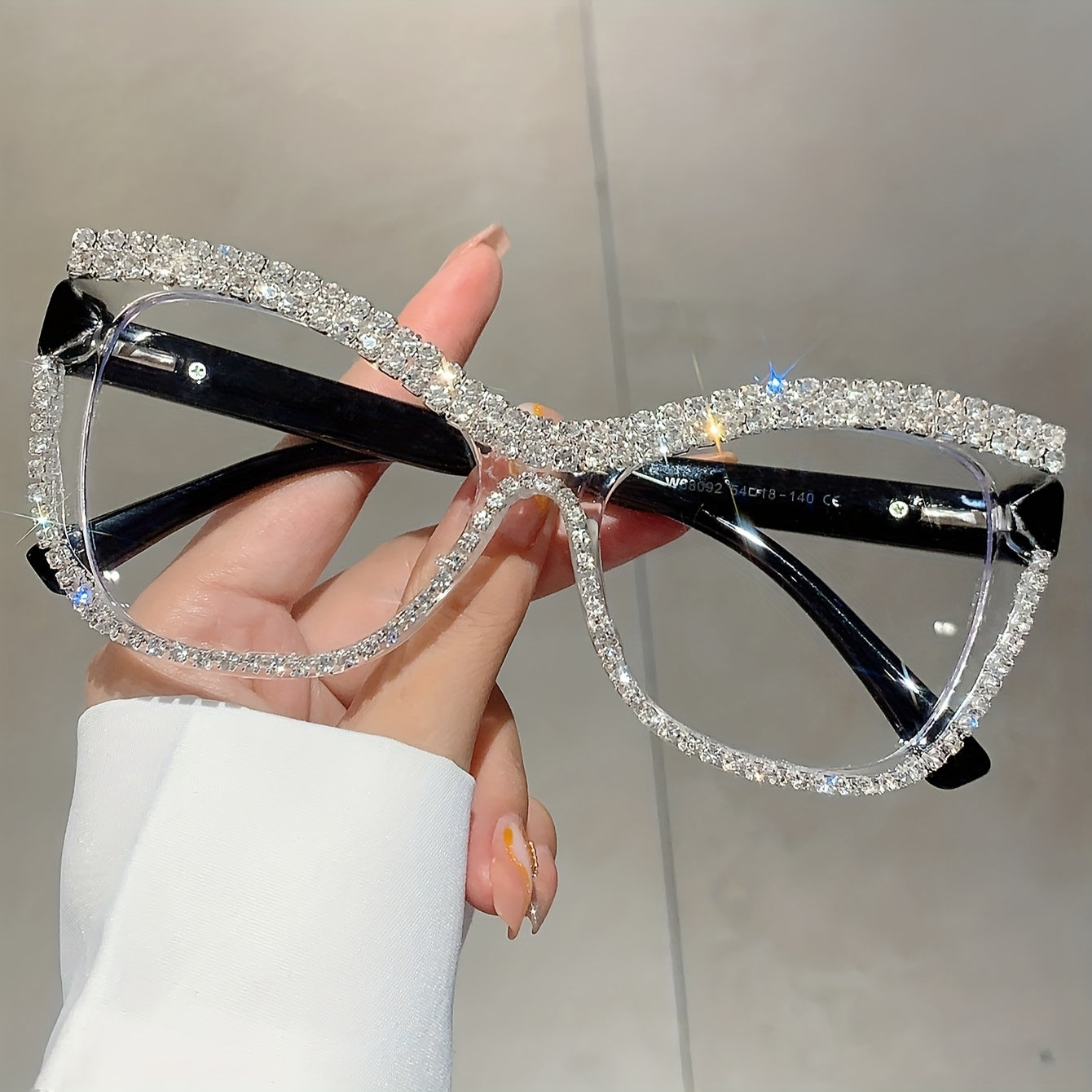 Clear Lens Glasses with Rhinestone Embellishments for Fashion and Parties