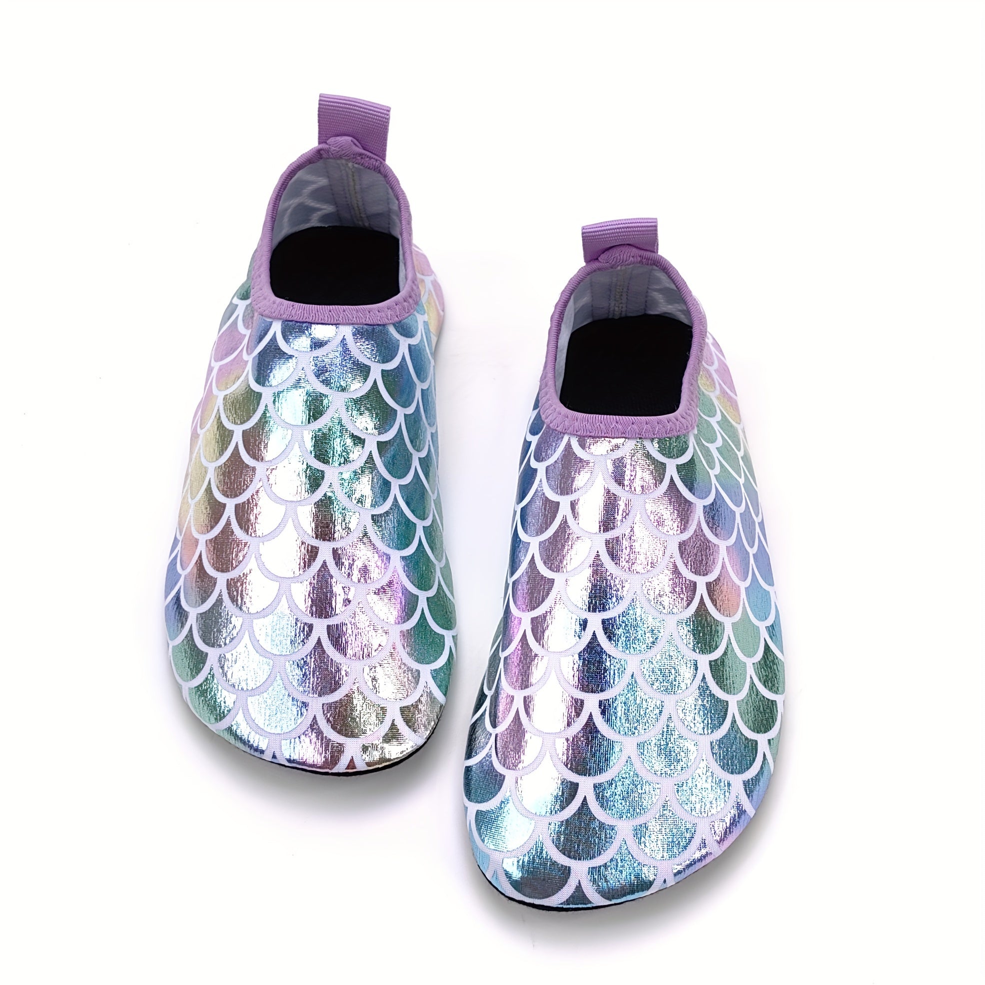 Girls' Mermaid Scale Aqua Socks Slip-On Water Shoes for Beach Pool Outdoor Activities