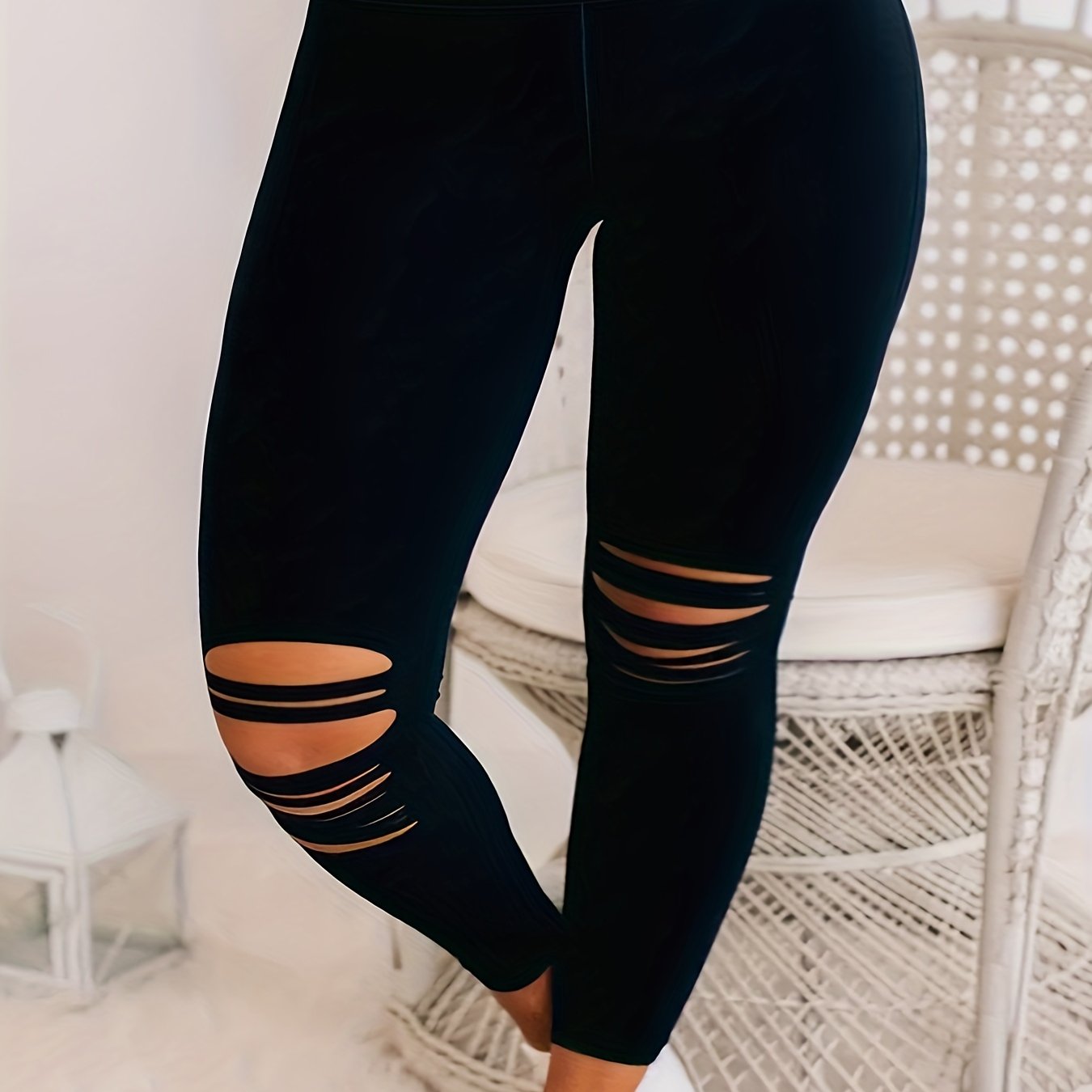 Plus Size Women's High-Waisted Skinny Leggings Non-See-Through Stretchy Pants