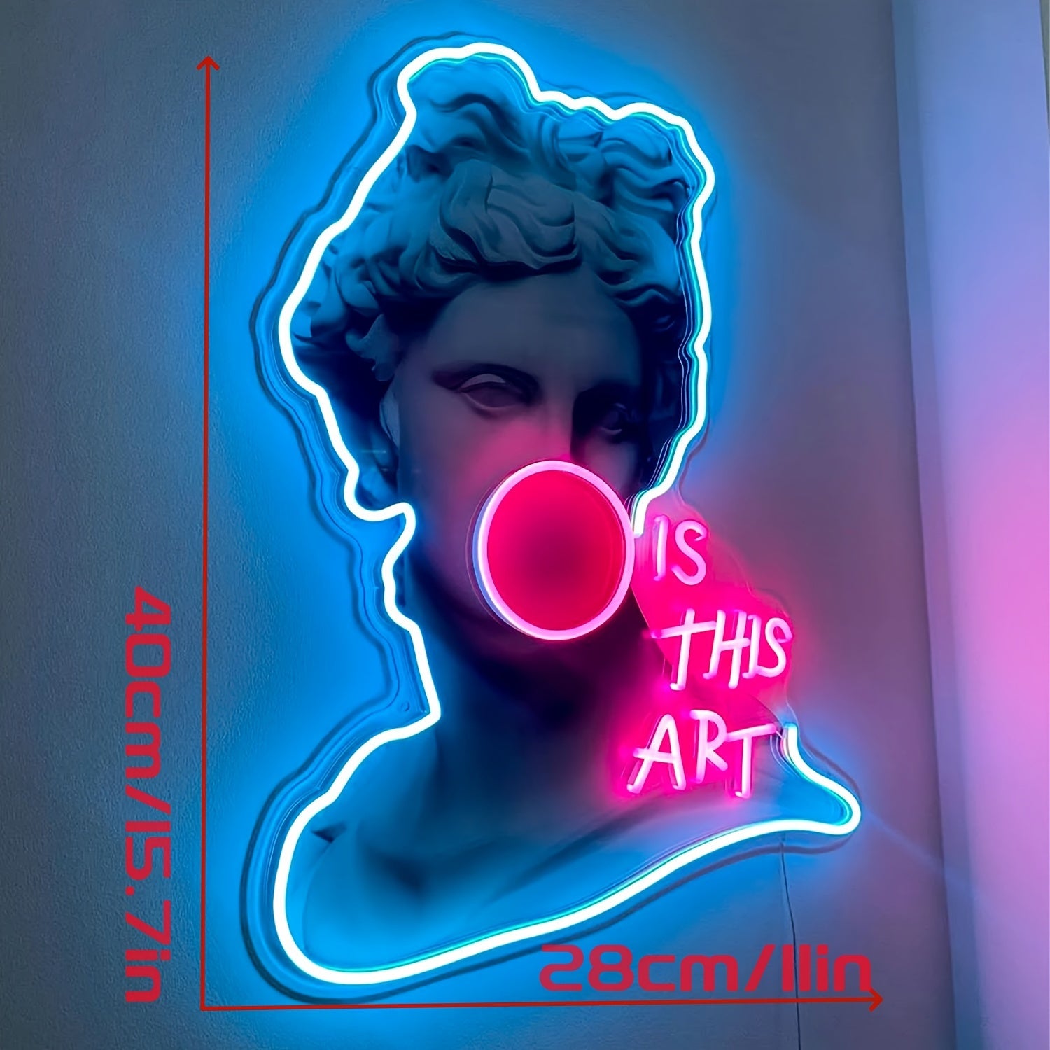 Neon LED Wall Sign with "Is This Art" Text Pink Light Modern Decor for Bars