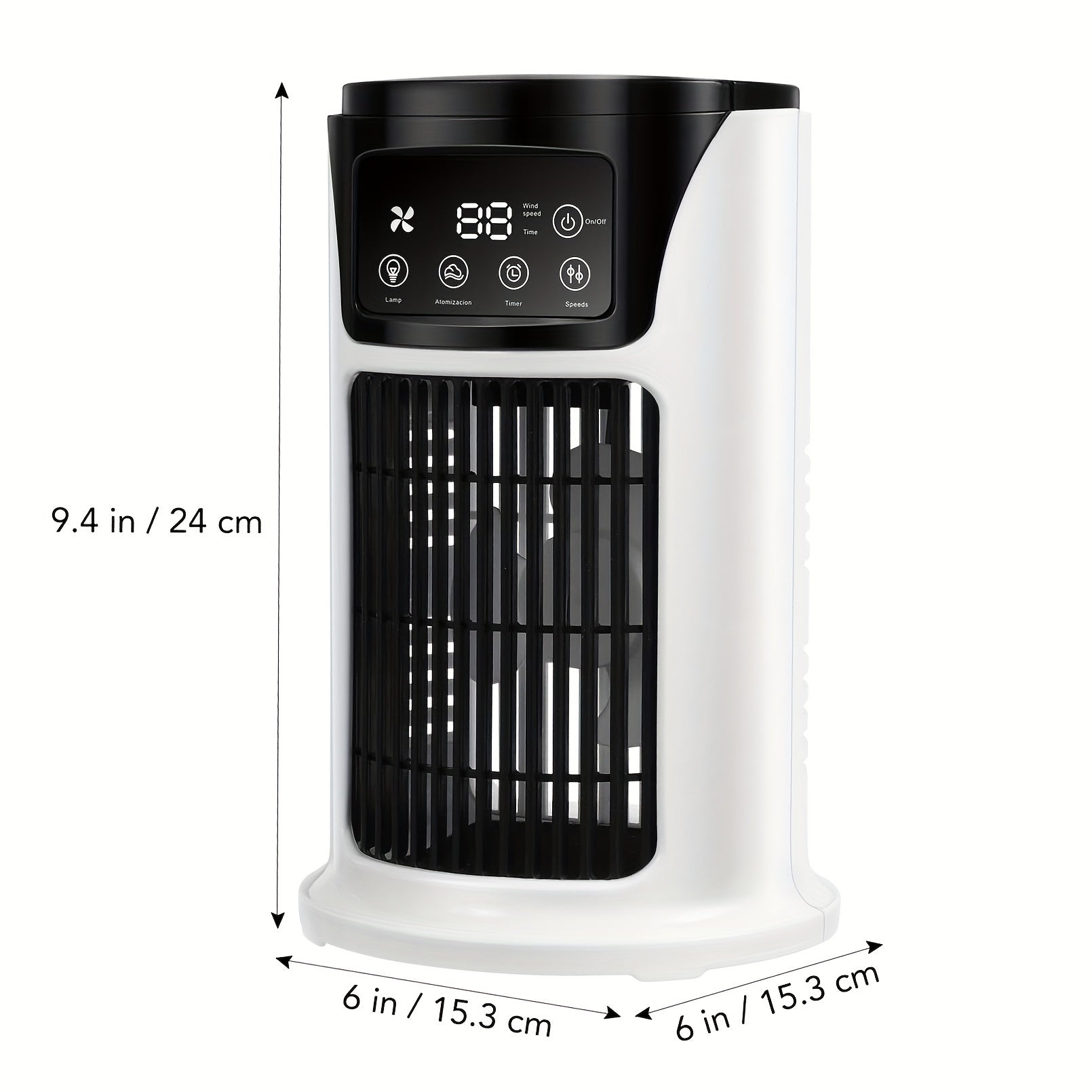 USB quvvatlangan portativ havo konditsioneri humidifikatori, 6 ta sozlanadigan tezlik bilan, 300ml suv tanki, turli xonalar uchun ideal, mustahkam plastikdan tayyorlangan, ≤36V da ishlaydi.