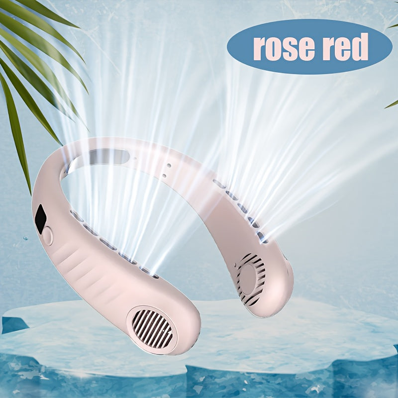 Rechargeable Neck Fan with Digital Display Lightweight Portable USB Fan for Home Office Outdoor Sports