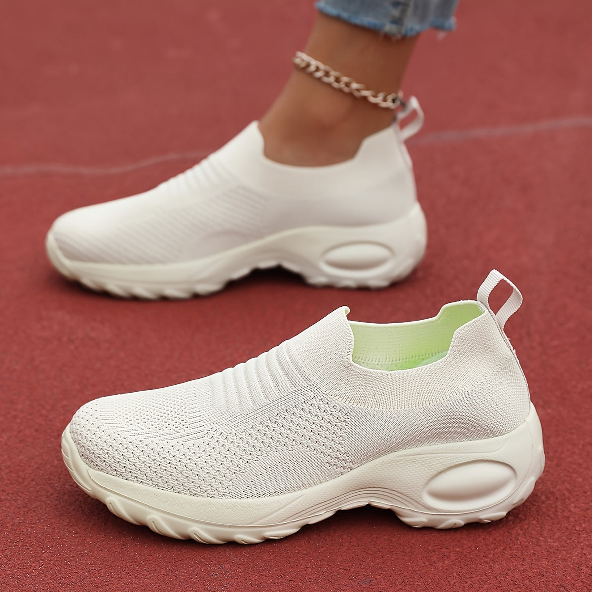 Women's Breathable Slip-On Sneakers with Embroidered Detail and Durable MD Sole