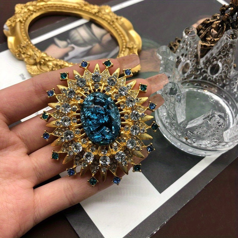 Vintage Oval Rhinestone Brooch Pin for Women Stylish Jewelry Accessory