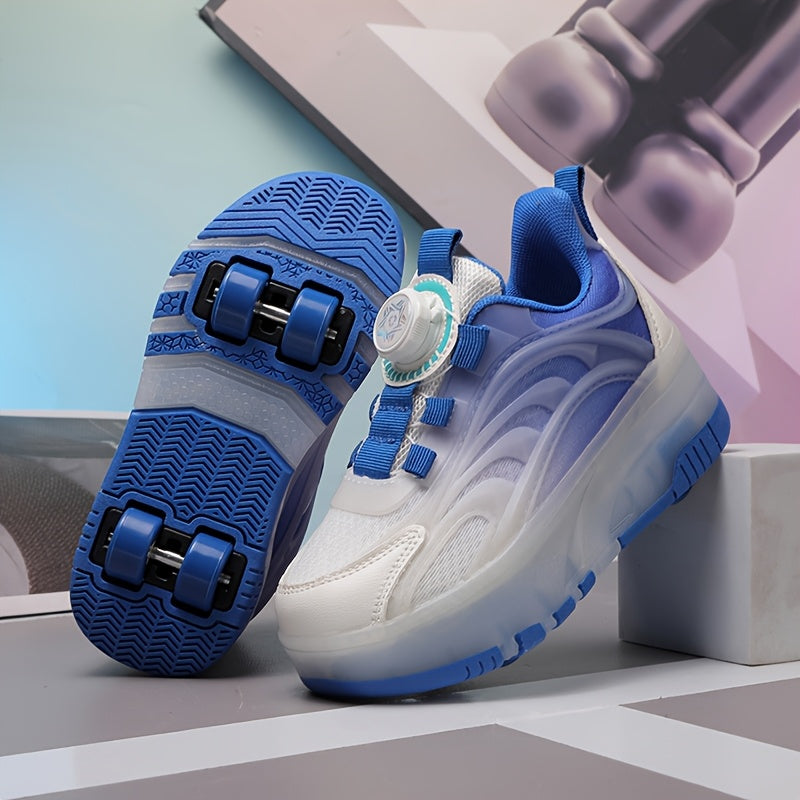 Pink and Blue Roller Skates for Kids Breathable Lightweight Durable All-Season Outdoor Sports