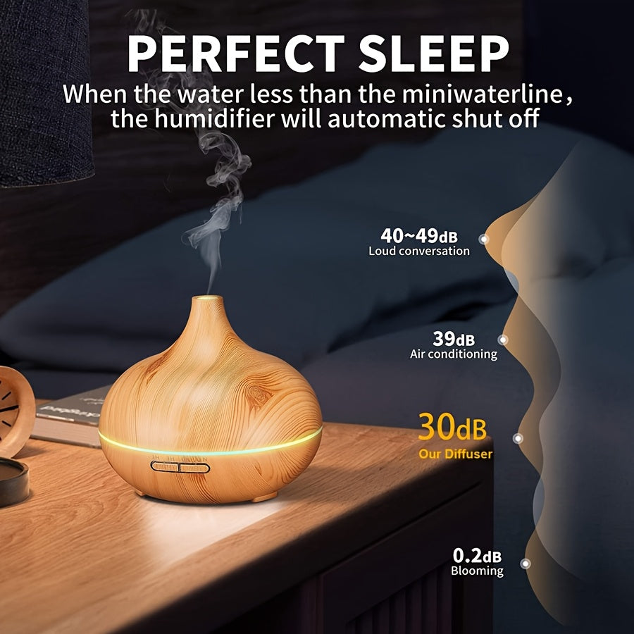 1 dona USB zaryadlangan 550ml yog'och rangli aromat diffuzori, sovuq namlik chiqaruvchi, 7 rangli LED chiroq, suv yo'qolsa avtomatik o'chirish funksiyasi va juda jim ishlash. Uy, ofis yoki yotoqxona uchun ajoyib.