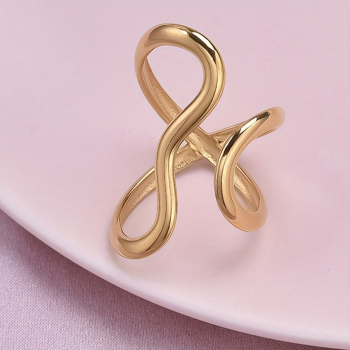 Women's Adjustable Titanium Steel Curved Ring for Daily Wear and Gift