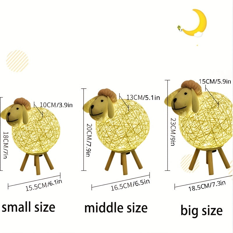 Handwoven LED Sheep Night Light with Remote Control for Bedroom Decor