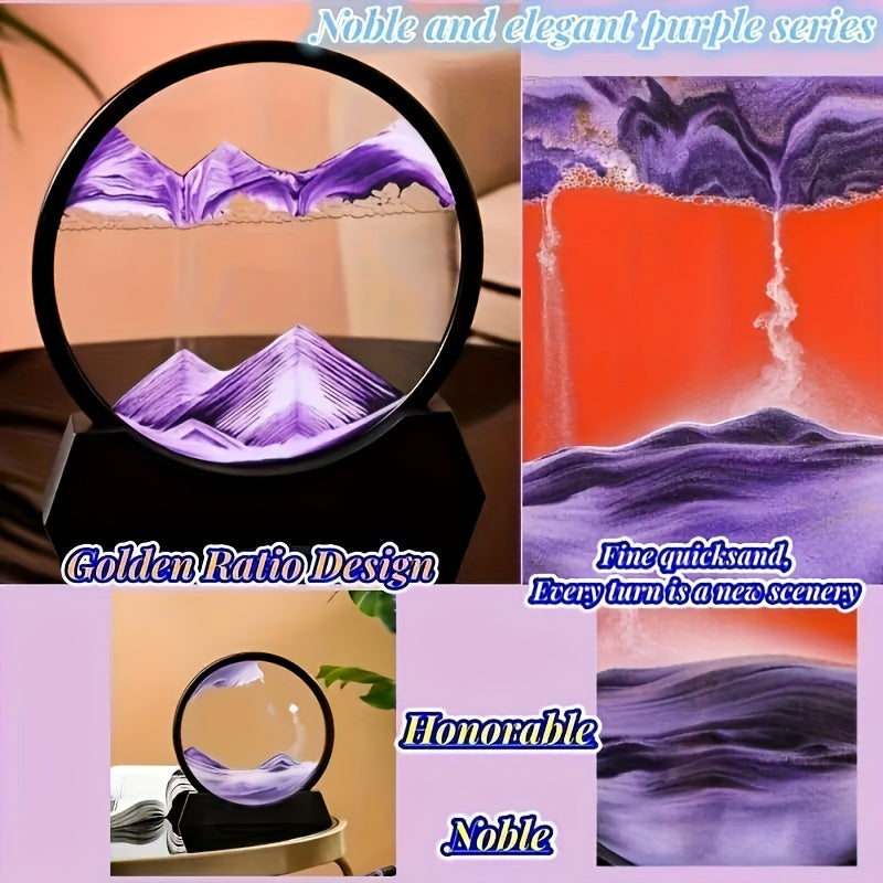 Arte de arena 3D Quicksand Escritorio Paisaje de arena Azul Negro Fibra de vidrio Decoración para el hogar Oficina Invierno Año Nuevo